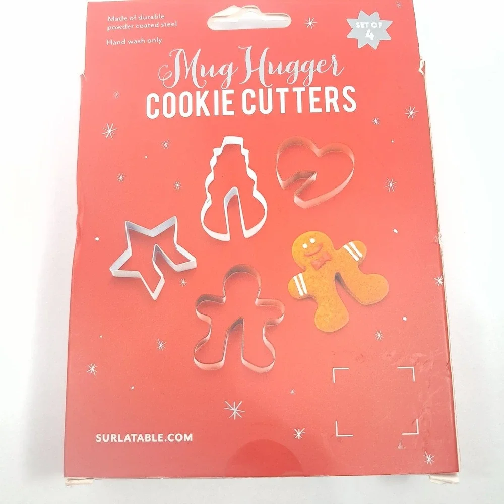 NEW Sur La Table Mug Hugger Cookie Cutters Christmas Gingerbread man Snowman